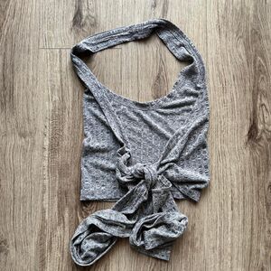 Shein Women's grey halter top with front tie detailing crop top